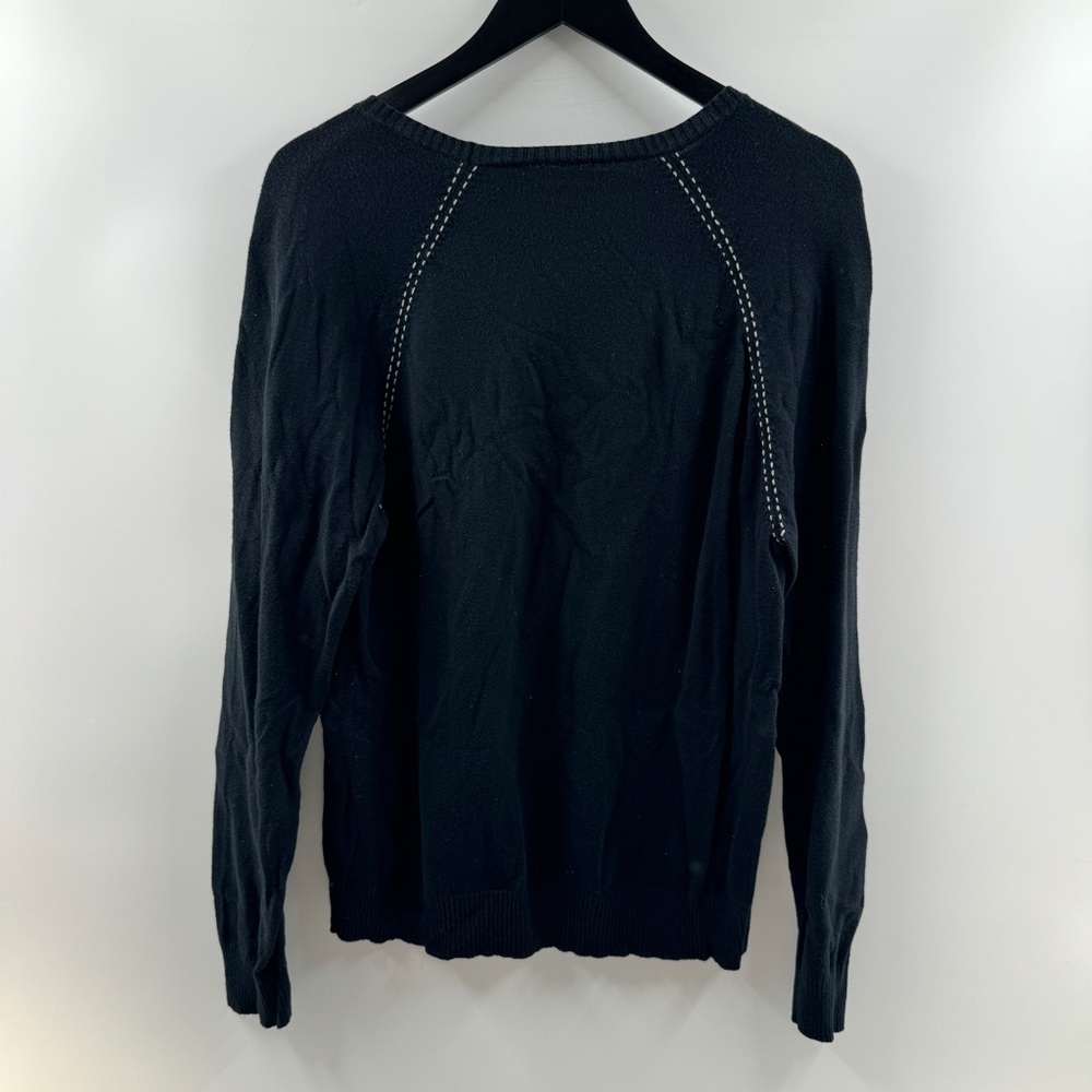 🧸 True Religion Black Scoop Neck Sweater Men's Size Medium Cotton Cashmere - Picture 5 of 5
